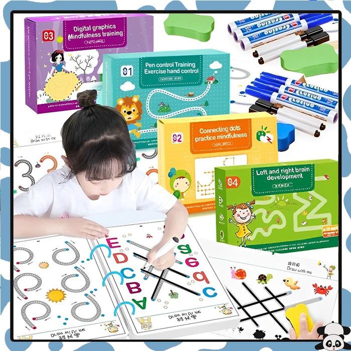 136PCS MAGIC WORKBOOK BUKU ANAK 2 TAHUN WORKSHEET ANAK 2 TAHUN BUKU WIPE AND CLEAN BUKU EDUKASI ANAK