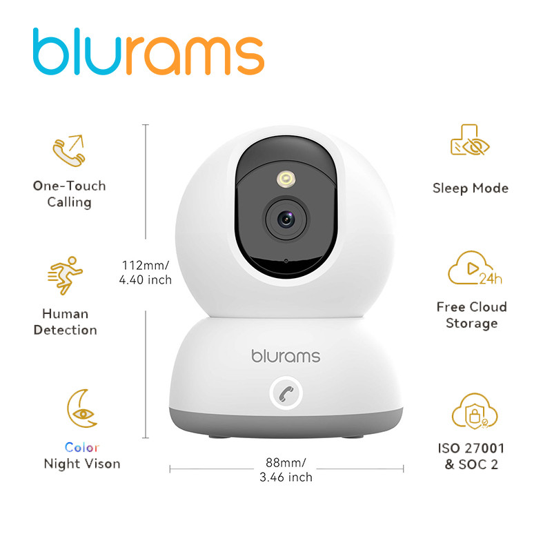 blurams Indoor Security Camera 2K, Home Security Camera for Dog/Baby Monitor/Elder, Security Camera