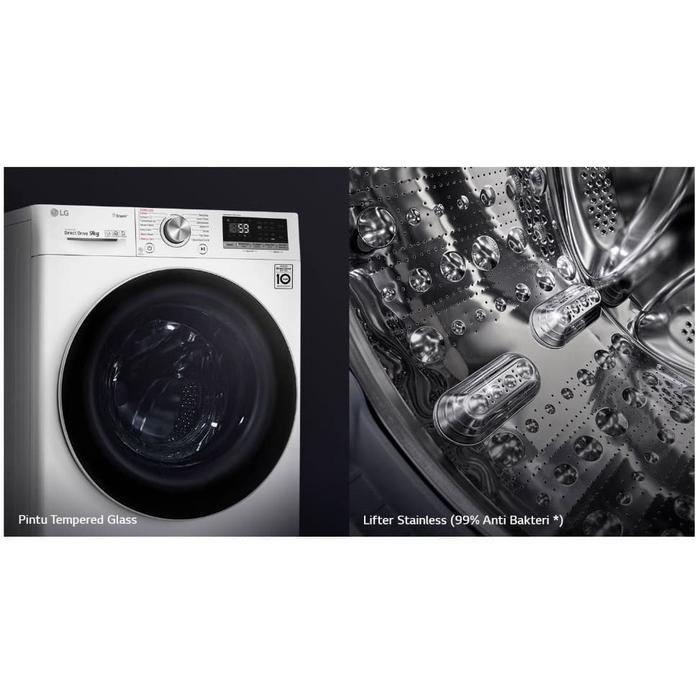LG FV1409S3W Mesin Cuci Pintu Depan 9 Kg FV1409 Inverter AI DD