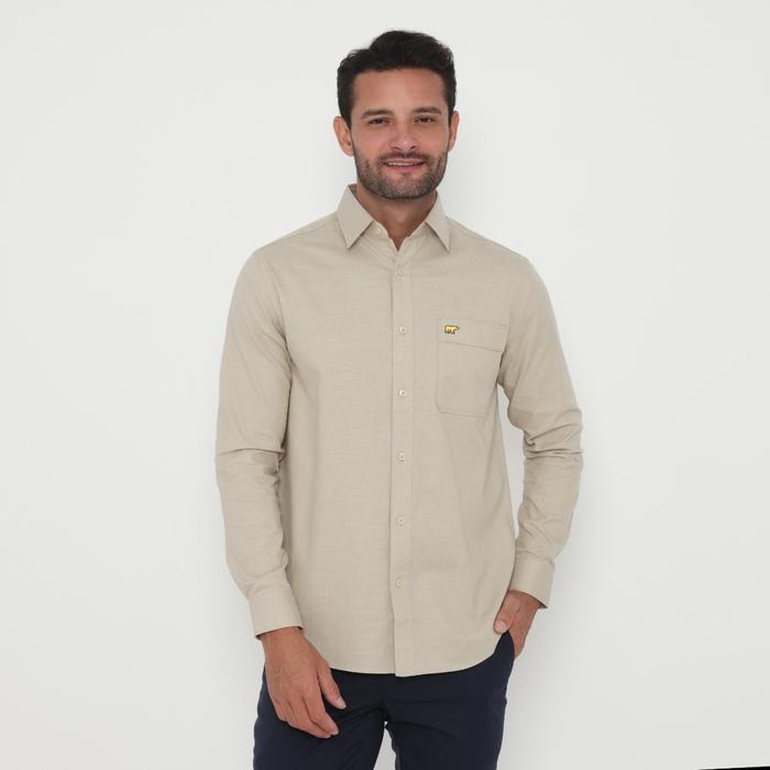 Jack Nicklaus Jett Kemeja Pria Lengan Panjang Slim Fit Khaki - Khaki, XXXL