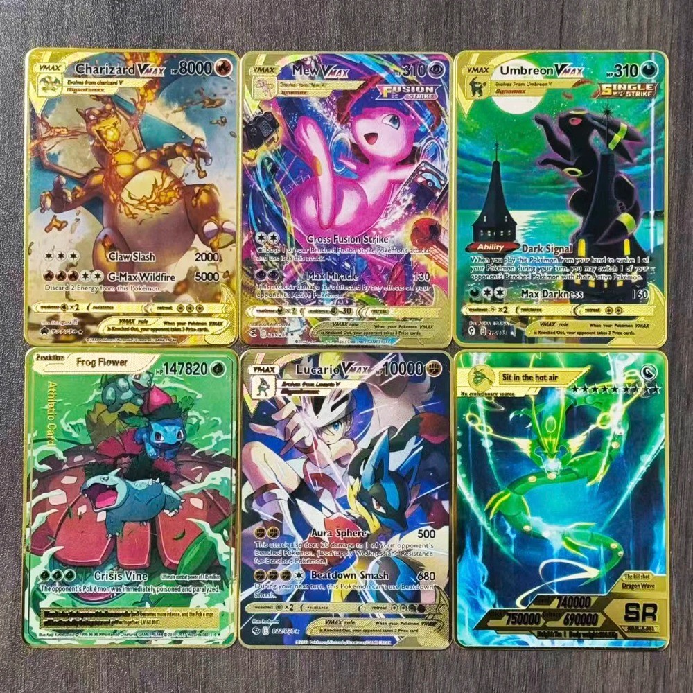 Pokemon Card 10000 Arceus Eevee Charizard Vmax Gx Gold Pocket Monster English iron Metal Letters