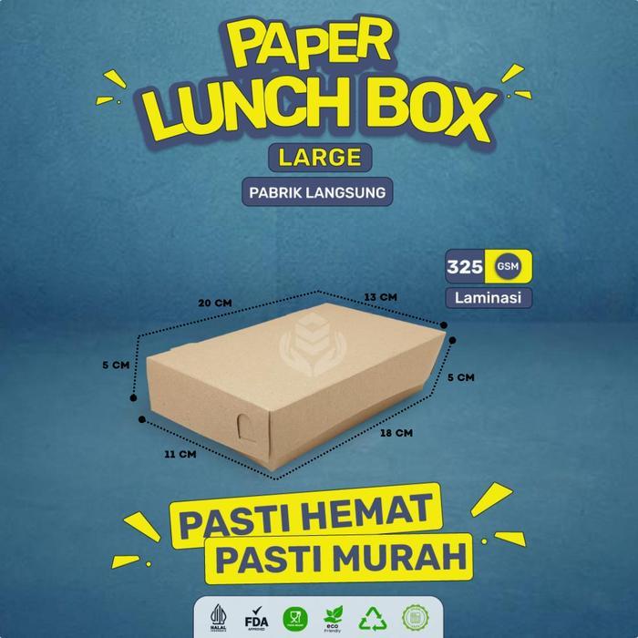 [50 Pcs] Paper Lunch Box Large Tebal 325 Gsm / Kotak Take Away / Lunch Box Paper L / Lb2K4 Diskon