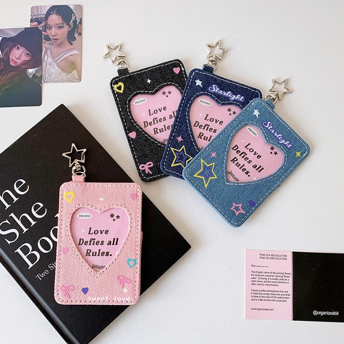 Starlight Photocard Holder Denim Jeans / Cahol ID Photo PC Tempat Kartu Kain Y2K Dua Sisi