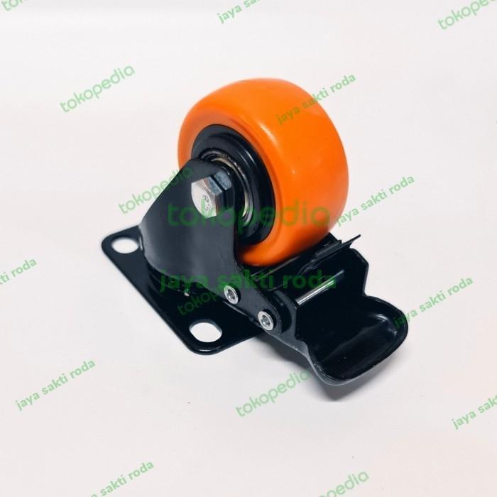SALE  Roda 2 inch pu oren hidup+rem taiwan ORIGINAL