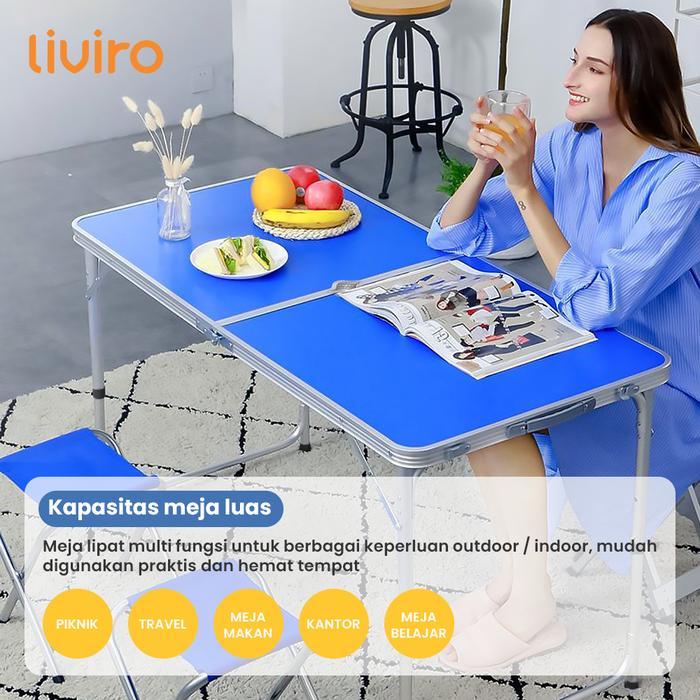 Promo Liviro Meja Lipat Dagang Outdoor Jualan Portable Lubang Payung Tengah Berkualitas Booth Bazar