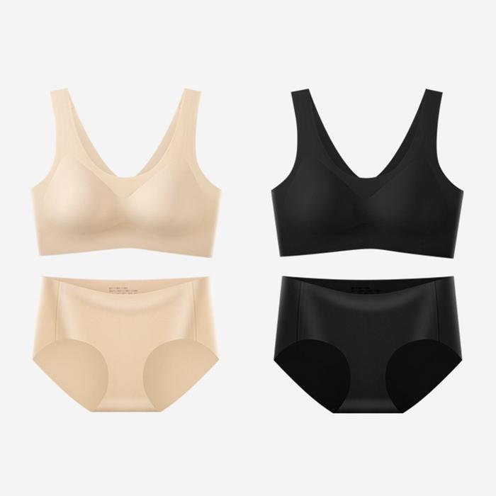 Promo Bh+Cd Set Bra Seamless Jepang Olahraga Push Up Bra Full Cup Set Pakaian Dalam Es Sutra
