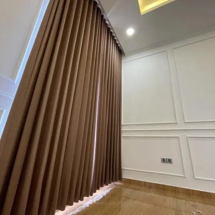 Gorden Blackout Panjang 4 Meter Hordeng Pintu Tinggi 3 Meter Tirai Jendela Curtain Plisket