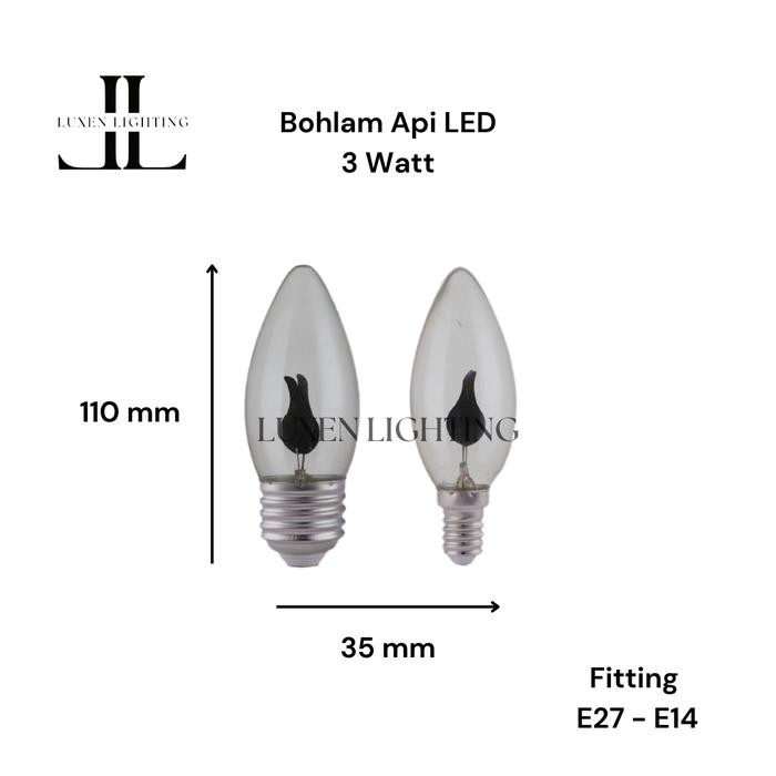 Pilihan- Lampu Bohlam Led Api Lilin Candle 3 Watt Jantung E14 Murah