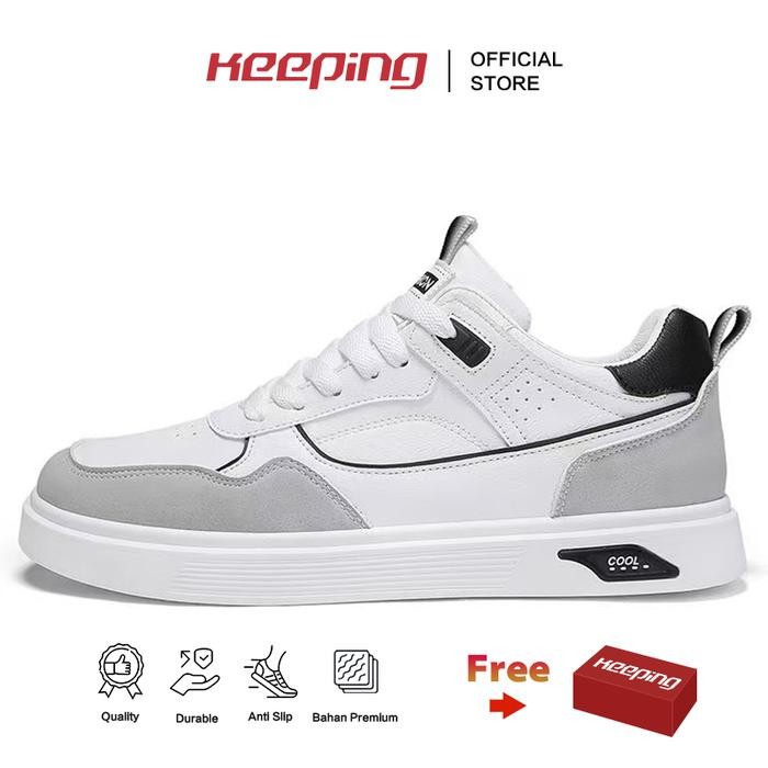 Keeping Sepatu Pria Putih Sneakers Cowok Keren Sekolah Sports Running Shoes Trendy Terbaru Sepatu