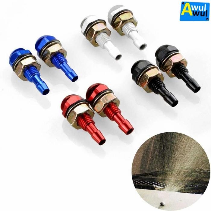 DISKON 2 pcs Nozzle Semprotan Wiper Bulat Aluminium Variasi Mobil Universal