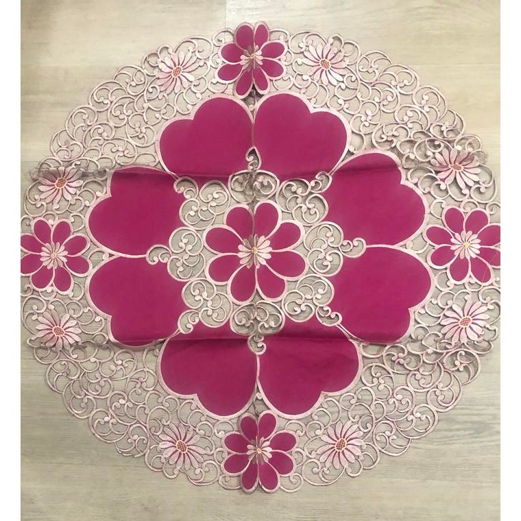 Taplak Meja Tamu Bordir Kerancang 90 Bulat