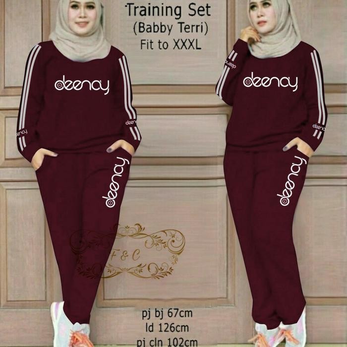 TERMURAH stelan baju wanita setelan celana training panjang jumbo XXXL marim READY STOCK