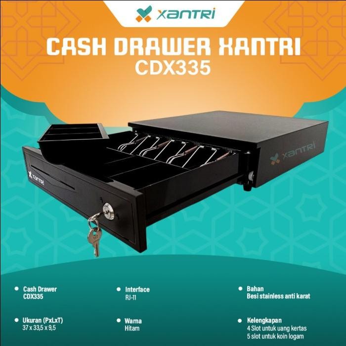 

MESIN KASIR XANTRI CD-X335 CD-X405 CASH DRAWER CDX335 CDX405 SLOT 4 KERTAS 5 KOIN TEMPAT UANG KASIR