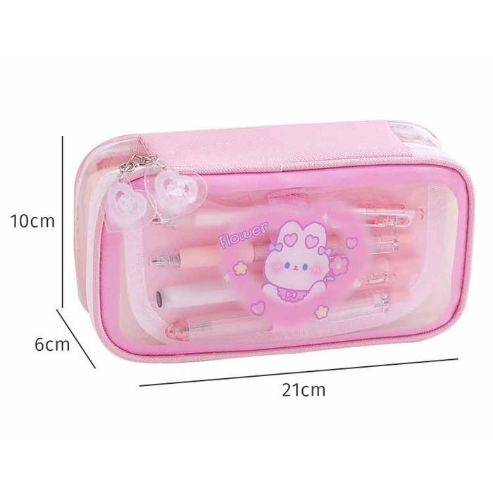 

KOREA STYLE BIG PENCIL BOX TRANSPARAN ORGANIZER BAG KOTAK PENSIL KAWAI