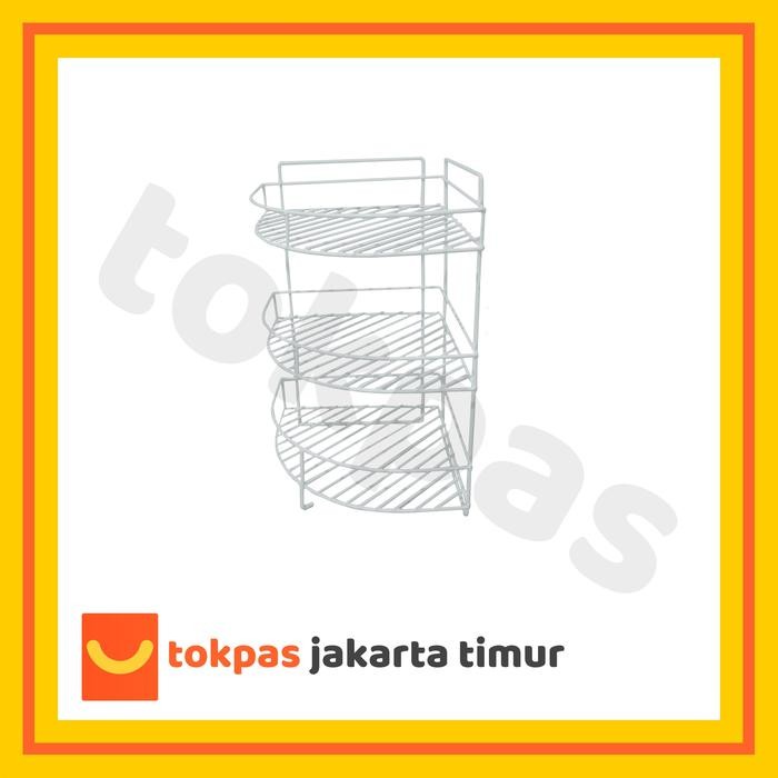 RAK BUMBU / RAK SUDUT SERBAGUNA 3 SUSUN PANAMA DELIMASTAR PLASTIK PUTIH ANTI KARAT