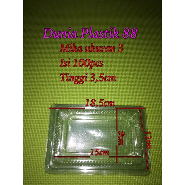 100pcs ukuran 3 box mika plastik mika bening tempat kue nasi makanan