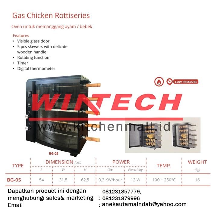 Getra Bg-05 Mesin Panggang Ayam Sistem Putar Gas Rotisseries
