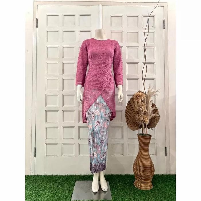 SETELAN KEBAYA ALEA TUNIK SILANG BROKAT FURING +ROK SIZE M-5L LD 130