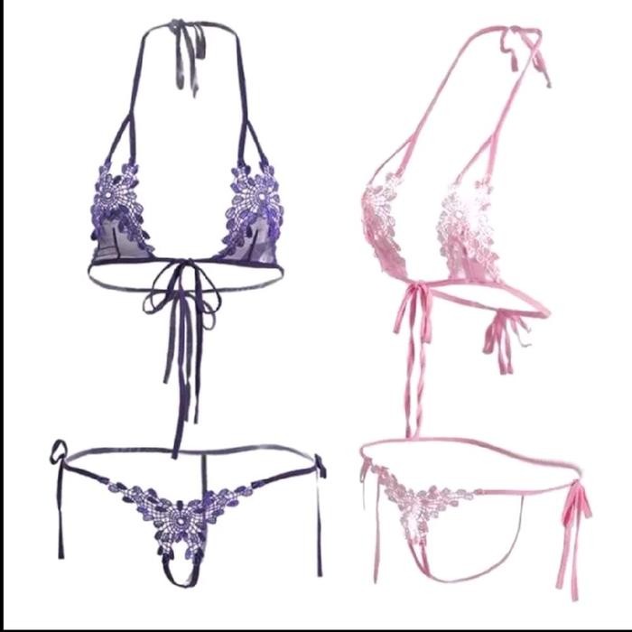 Tally - Setelan Set Bra + Cd Hot Bordir Bunga Pakaian Dalam Wanita F95 Tidur Lingerie Bh Motif