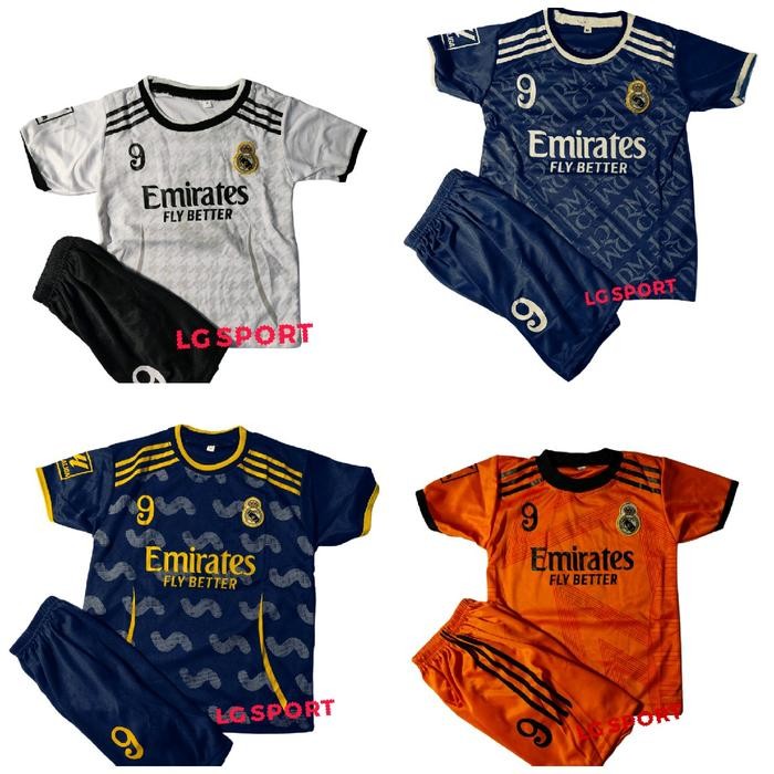 Pilihan- Setelan Baju Bola Anak Madrid Kaos Bola Anak Sablon Jersey Timnas