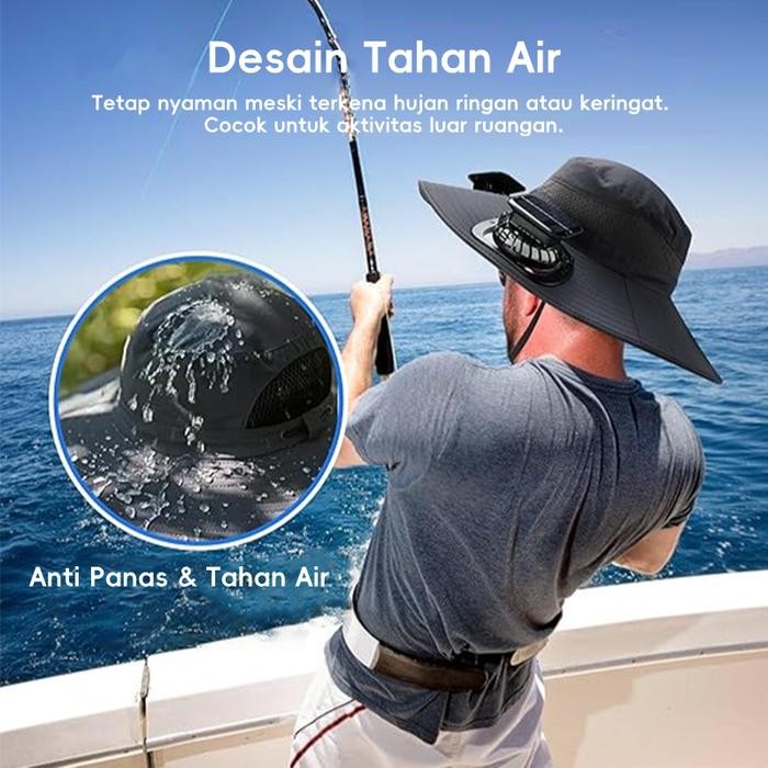SALE  DOMITOPI KIPAS TENAGA SURYA TOPI CAPING MUSIM PANASANTI SINAR MATAHARI DENGAN KIPAS SEPERTI