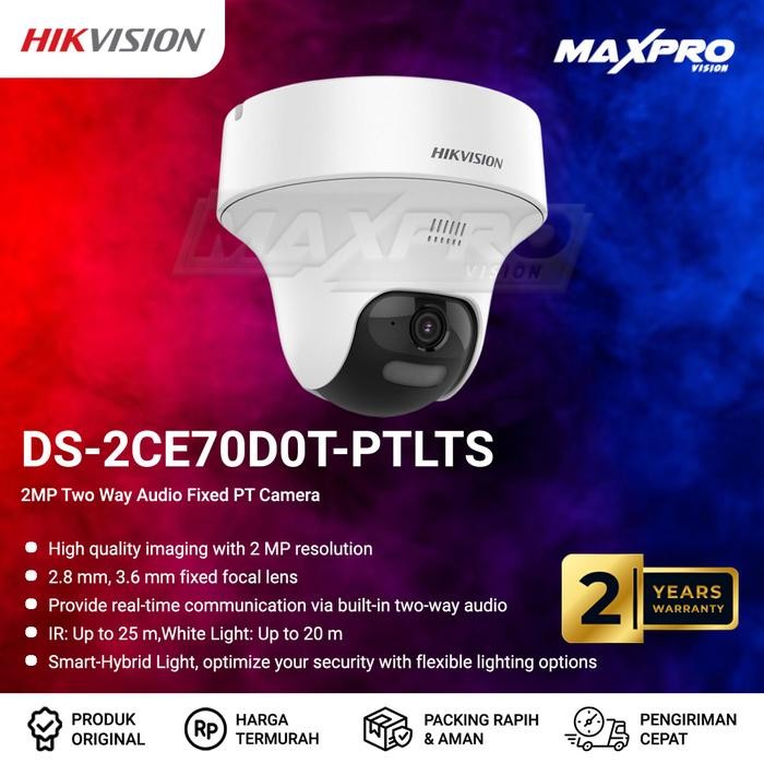 DS-2CE70D0T-PTLTS - HIKVISION ANALOG 2MP TWO WAY AUDIO PT CAMERA