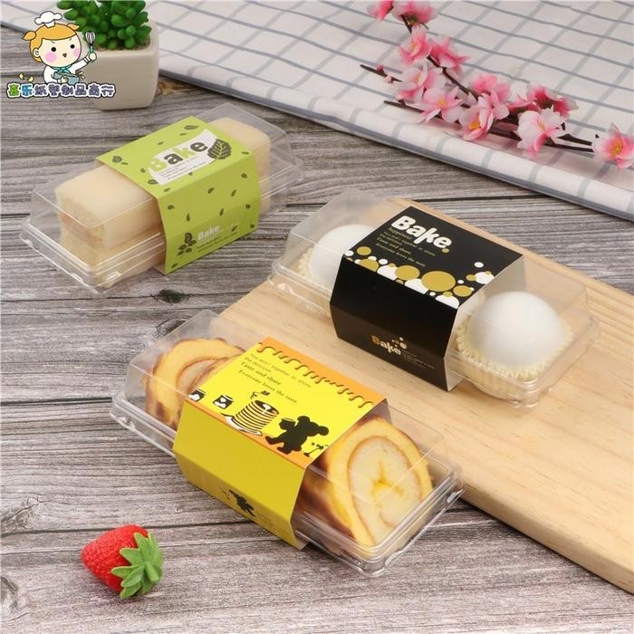 Tray Mika Kue Panjang Bening Kotak Mika Bolu Gulung Slice Cake Mochi