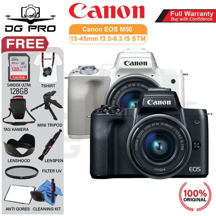 NEW Canon EOS M50 Kit 15-45mm Paket Bonus - Kamera Mirorrles Canon M-50