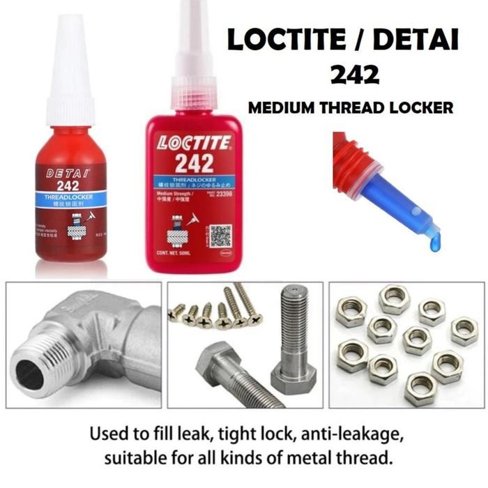 Loctite Detai Thread Locker Lem Penguat Baut Perekat Baut Medium