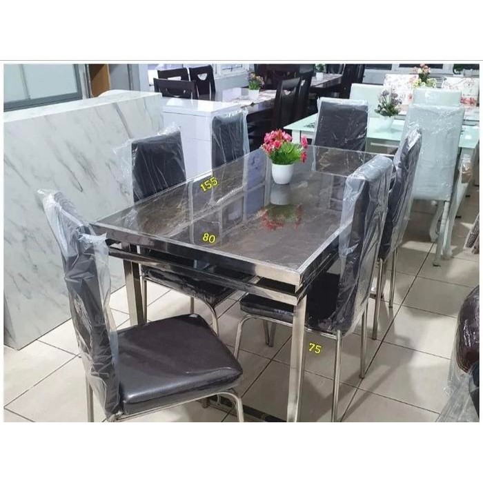 Meja Makan Granit + 6 Kursi