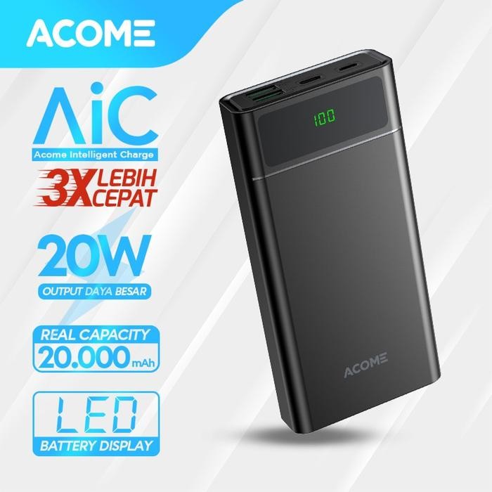 CAYS  Acome Powerbank 20000Mah Fast Charging Qc3.0 Pd Vooc Scp Dash Ap201