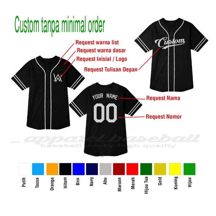 Apparel Baseball Jersey Baseball / Baju Baseball Custom Full Bordir Promo 