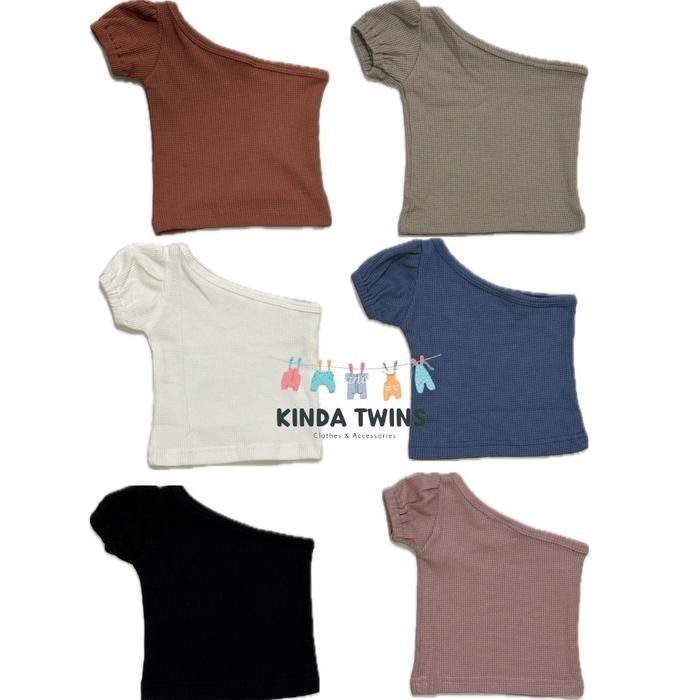 KINDATWINS - MOLLIE Top One Shoulder - Atasan Korea Anak Perempuan Semi Crop Top 1-8Th