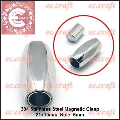 @=@=@=@=] 1 PC MAGNET LEATHER CLASP 6MM STAINLESS STEEL KAIT GELANG