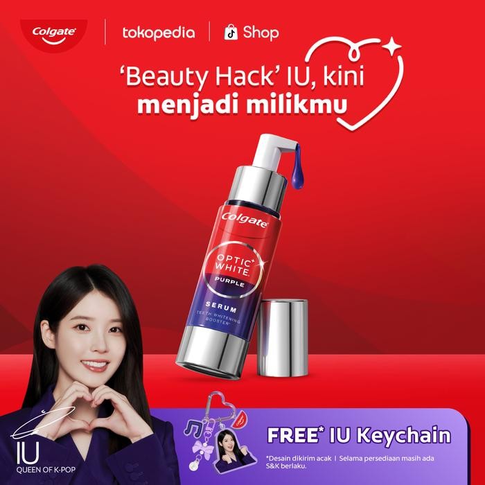 7q95- [Iu X Colgate] Colgate Optic White Purple Serum 40Ml Free Iu Limited Edtion Keychain