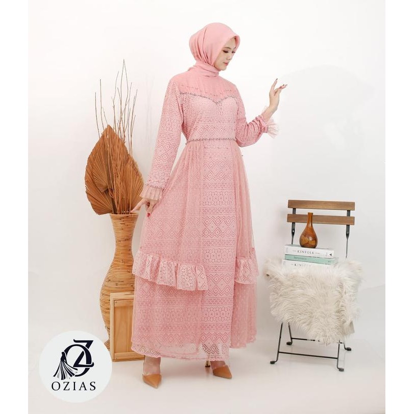 Gamis Ozias Tile Dot 09614 Ld 105 I Gamis Simpel Kondangan I Pesta Muslimah Nyaman Santai Original