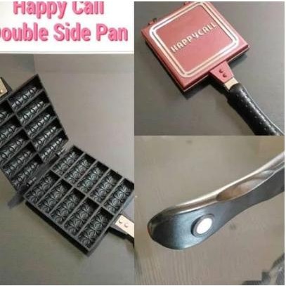 Double Side Pan Happy Call - Cetakan Kue Sate Waffle Hot Dog Waffle Untuk Dapur - Kitchenware