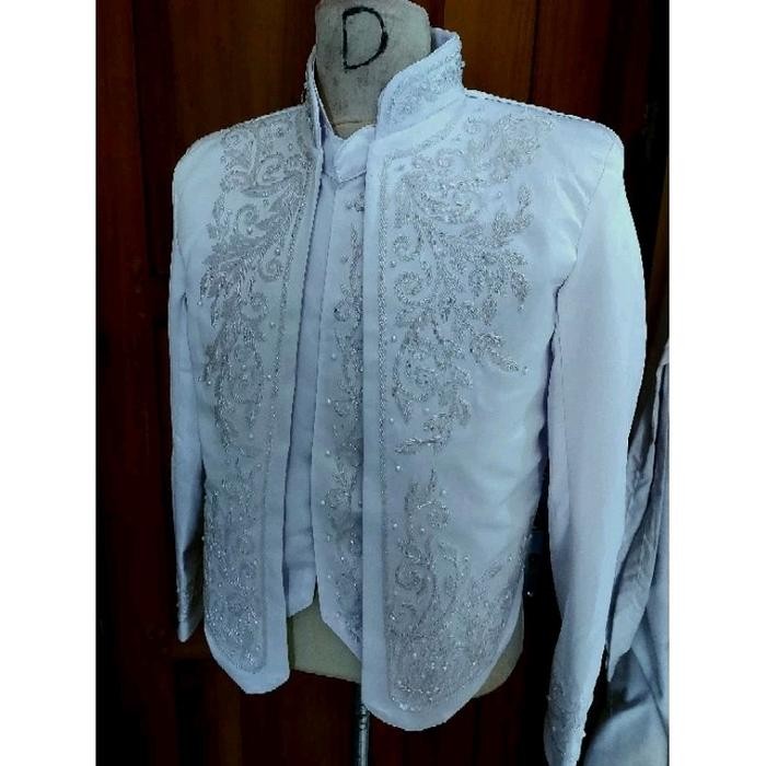 TERLARIS Beskap jawa putih bridal pengantin pria full payet READY STOCK