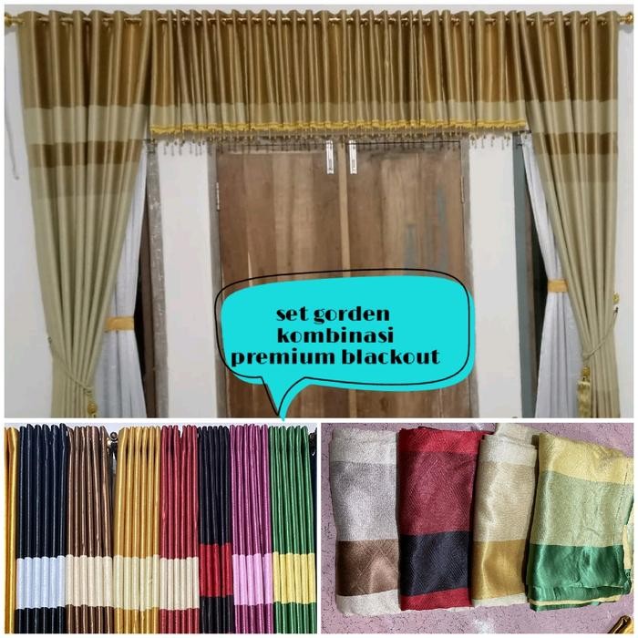 KOBE gorden set kombinasi + poni, bahan blackout preum, free tasel dan huck