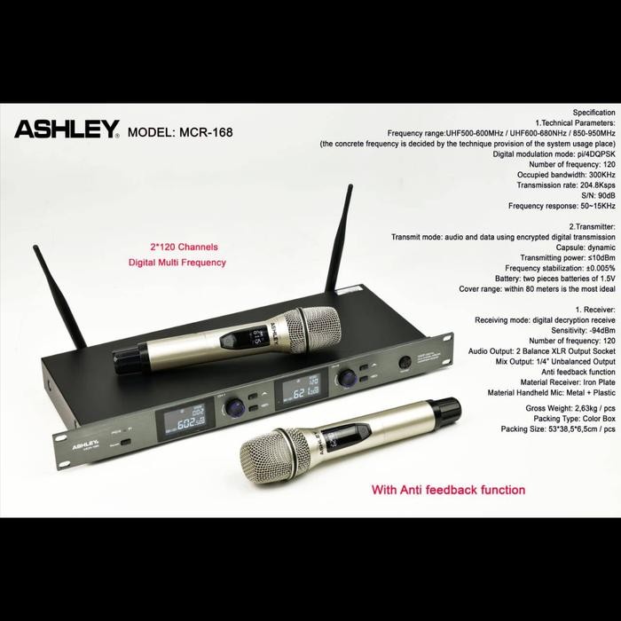 Mic Wireless Ashley Mcr 168 Mcr168 Original