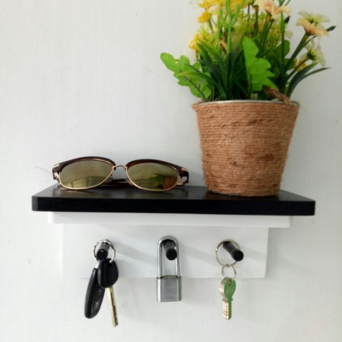 STILETTO - Mini Kapstok - Gantungan/Rak/Wadah/Storage/Tempat kunci tas untuk dinding - Kayu jati