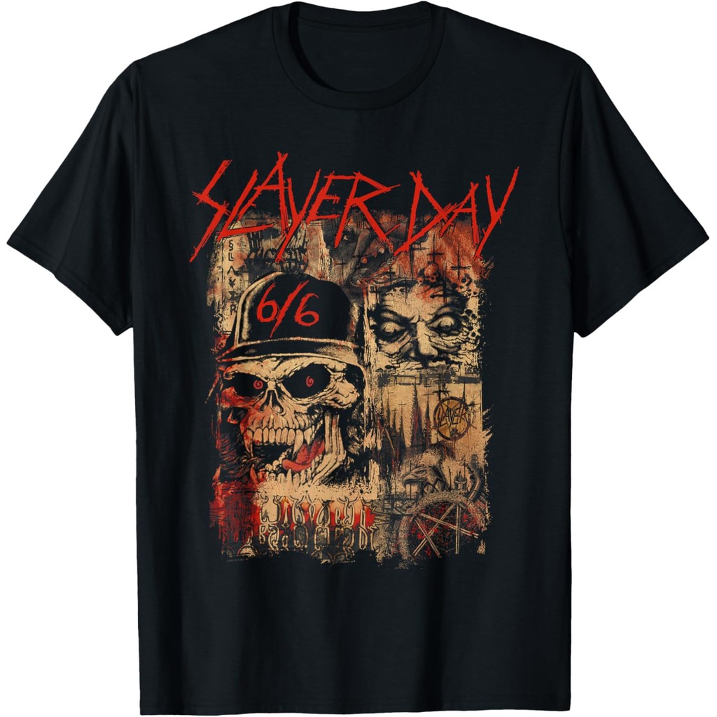 Kaos Hari Slayer Slayer Leher kru katun murni unisex