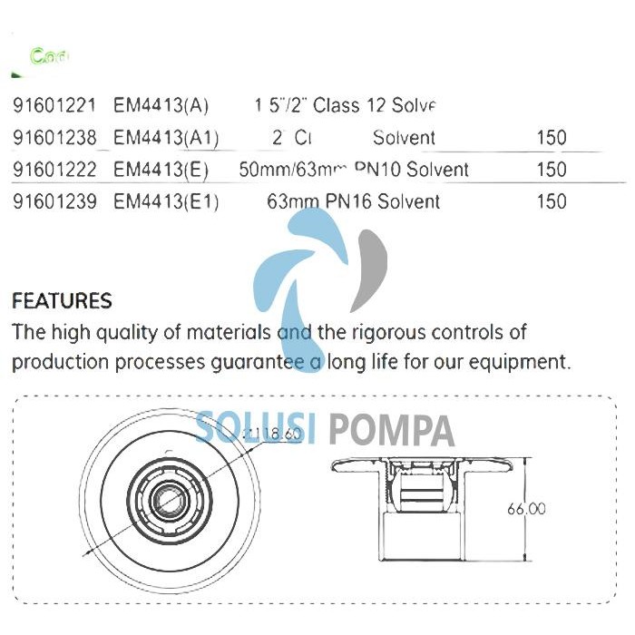 Perlengkapan Kolam Renang Emaux Return Inlet 1,5" / 2"