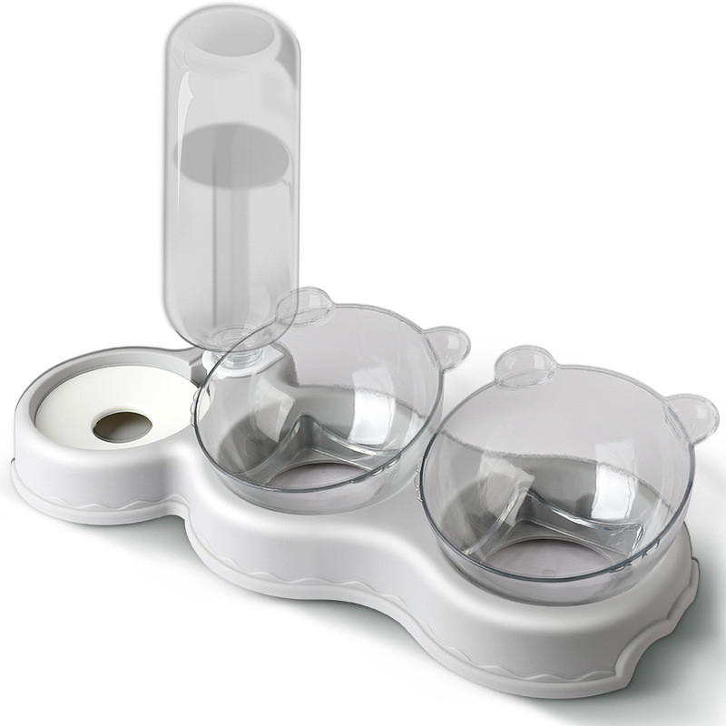Cat Food Bowl Pet Feeder Automatic Feeder Water Dispenser Pet Food Container Drinking Raised Stand D