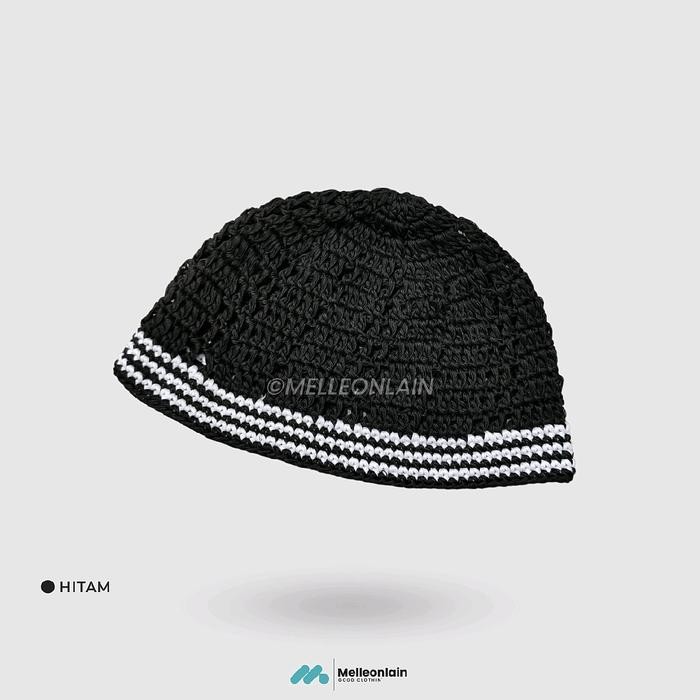 KirimCpT- Peci Rajut Yaman Polos Lis Garis Saudi Lokal Kopiah Sulam Melleonlain Bukan Mikihat