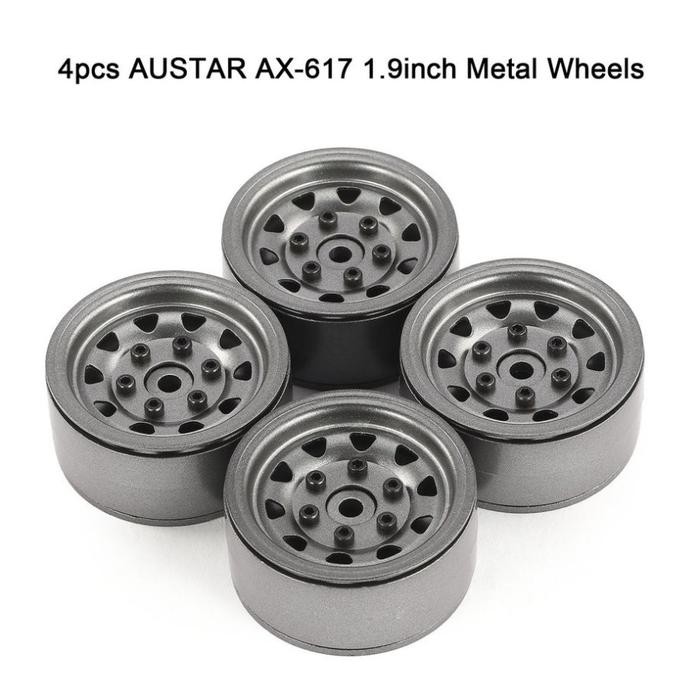 ItemNews- 4 Pcs Velg Metal Rim Beadlock 1.9 Rc Scx10 Axial Mn86Ks Ax-617Bk