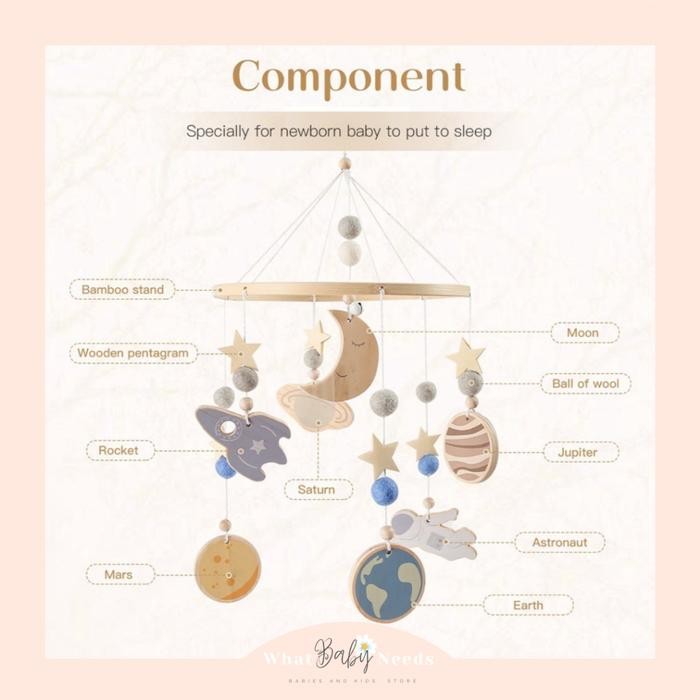 q2qh- Ollie Baby Crib Toy Mobile / Mainan Gantungan Box Ranjang Bayi Kayu