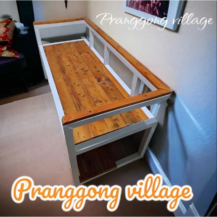 KURSI BESI DAN KAYU MINIMALIS MODERN MIX BAWAH RAK SEPATU