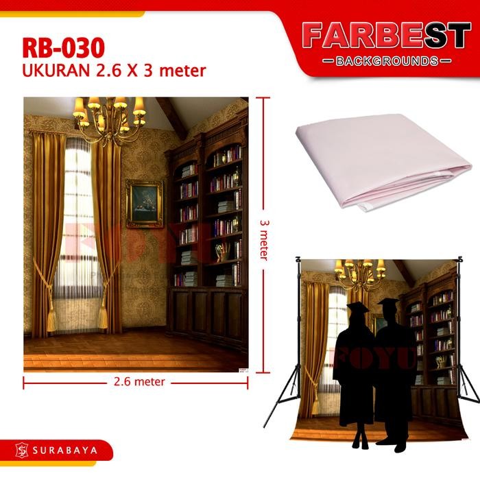 Background Backdrop Foto Photo Studio Inkjet Ukuran 2.6x3 M Meter Wisuda Graduation Gambar Rak Buku