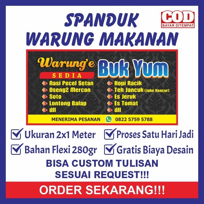 TERMURAH Spanduk Sepanduk Banner Bener Warung Makan 2x1m Meter Bisa Custom READY STOCK